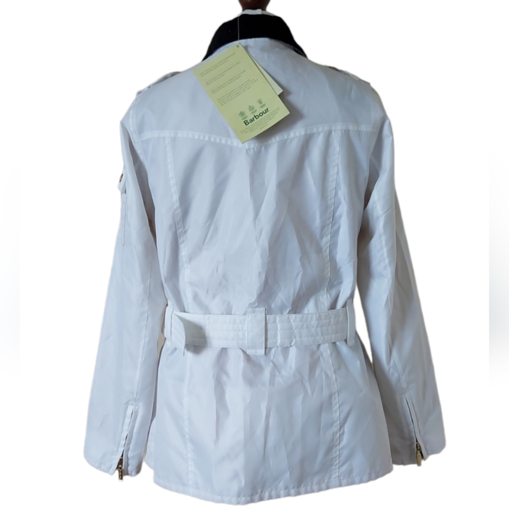 BNWT Barbour Womens White Rain Jacket UK Size 12 Lightweight Union Jack Lining. - Picture 6 of 16